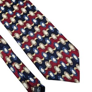 Peter Thomas‎ by Superba Necktie Silk Geometric Pattern Red Blue Gold Men's